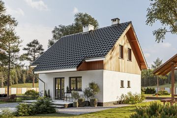 Projekt domu Groszek (1513) - parterowy z poddaszem dom o powierzchni 74,20 m², dach dwuspadowy - ujęcie 3