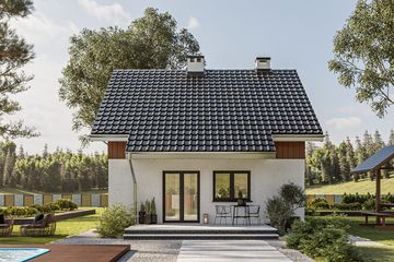 Projekt domu Groszek (1513) - parterowy z poddaszem dom o powierzchni 74,20 m², dach dwuspadowy - ujęcie 4