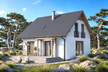 Projekt domu Domek Nieduży MINI (010 ES MINI) - parterowy z poddaszem dom o powierzchni 95 m², dach dwuspadowy - ujęcie 2