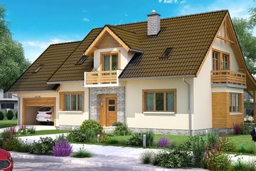  Projekt domu BW-44 wariant 1 (JGC1126) - projekt domu parterowego z poddaszem - Zdjęcie 1
