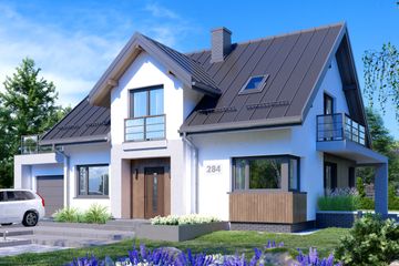  Projekt domu APS 284 (LUA1384) - projekt domu parterowego z poddaszem - Zdjęcie 1