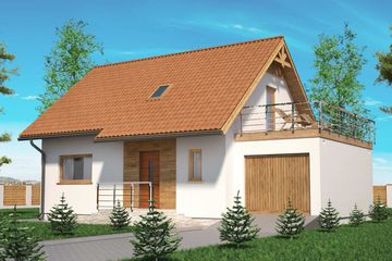  Projekt domu Domek Na Miodowej (026 ES+GT) (SLF1068) - projekt domu parterowego z poddaszem - Zdjęcie 1