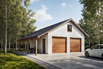  Projekt garażu G298 - Budynek garażowy z wiatą (PRA1319) - projekt garażu parterowego - Zdjęcie 1