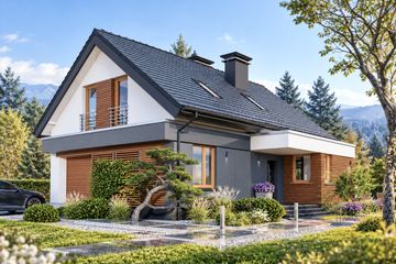Projekt domu Domidea 50 d40 w2 - parterowy z poddaszem dom o powierzchni 122,60 m², dach dwuspadowy - ujęcie 2