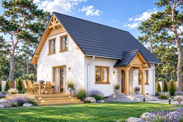 Projekt domu Domek Na Wierzbowej (021 ES) - parterowy z poddaszem dom o powierzchni 106,30 m², dach dwuspadowy - ujęcie 2