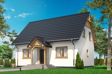  Projekt domu Domek Na Wierzbowej (021 ES) (SLF1074) - projekt domu parterowego z poddaszem - Zdjęcie 1