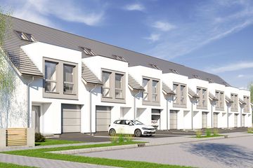 Projekt domu Diana A segment prawy - parterowy z poddaszem dom o powierzchni 98,90 m², dach dwuspadowy, koszt budowy 210 000 zł - ujęcie frontu