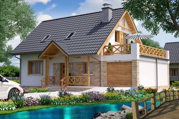  Projekt domu BW-49 wariant 2 (JGC1132) - projekt domu parterowego z poddaszem - Zdjęcie 2