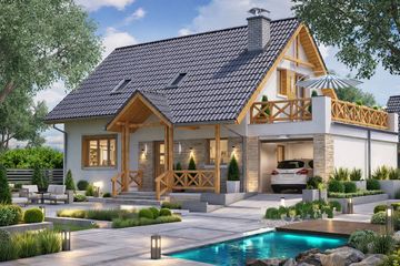  Projekt domu BW-49 wariant 2 (JGC1132) - projekt domu parterowego z poddaszem - Zdjęcie 1