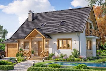  Projekt domu BW-49 wariant 1 (JGC1131) - projekt domu parterowego z poddaszem - Zdjęcie 1