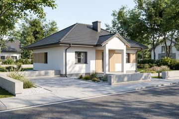 Projekt domu Modestus II - parterowy dom o powierzchni 58,02 m², dach kopertowy - ujęcie 2