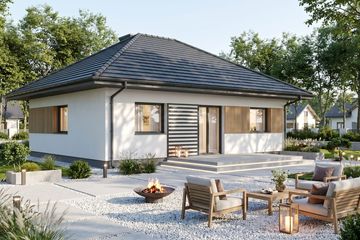 Projekt domu Modestus II - parterowy dom o powierzchni 58,02 m², dach kopertowy - ujęcie 3