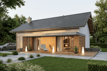 Projekt domu Humilis I - parterowy dom o powierzchni 69,14 m², dach dwuspadowy - ujęcie 2