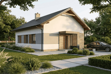 Projekt domu Humilis I - parterowy dom o powierzchni 69,14 m², dach dwuspadowy - ujęcie 4