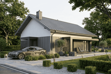 Projekt domu Humilis I - parterowy dom o powierzchni 69,14 m², dach dwuspadowy - ujęcie 5
