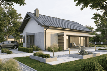 Projekt domu Humilis I - parterowy dom o powierzchni 69,14 m², dach dwuspadowy - ujęcie 7