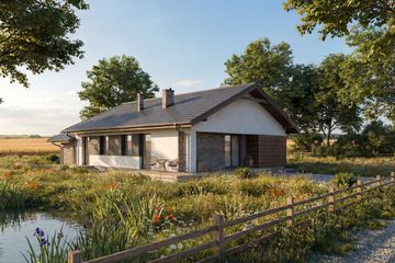 Projekt domu Angustus I G1 - parterowy dom o powierzchni 91,44 m², dach dwuspadowy - ujęcie 2