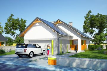  Projekt domu Longus I G2 (SLS1043) - projekt domu parterowego z poddaszem - Zdjęcie 1