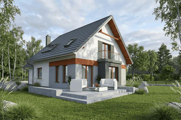 Projekt domu Directus I G1 - parterowy z poddaszem dom o powierzchni 141,20 m², dach dwuspadowy - ujęcie 2