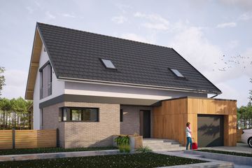  Projekt domu Longiturnus I G1 (SLS1086) - projekt domu parterowego z poddaszem - Zdjęcie 1