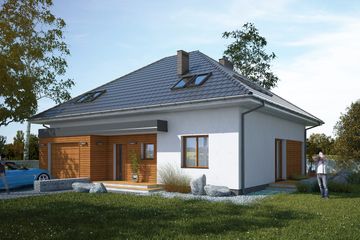  Projekt domu Firmus I PG1 (SLS1018) - projekt domu parterowego z poddaszem - Zdjęcie 1