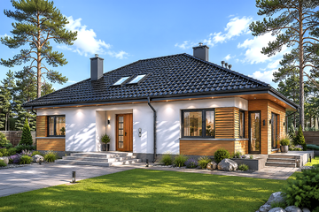 Projekt domu Marcel - parterowy dom o powierzchni 135,65 m², dach kopertowy - ujęcie 2