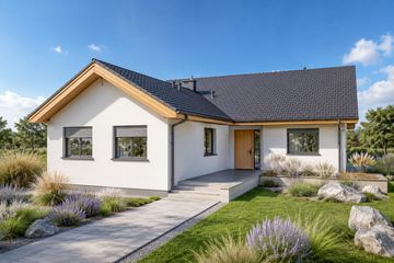 Projekt domu Simon 01 (dwulokalowy) - parterowy dom o powierzchni 159,48 m², dach dwuspadowy - ujęcie 2