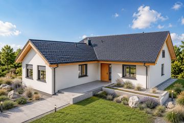 Projekt domu Simon 01 (dwulokalowy) - parterowy dom o powierzchni 159,48 m², dach dwuspadowy - ujęcie 3