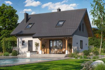 Projekt domu Amor - parterowy z poddaszem dom o powierzchni 117,31 m², dach dwuspadowy - ujęcie 3