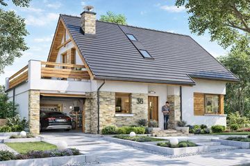  Projekt domu BW-36 wariant 2 (FL) (JGC1138) - projekt domu parterowego z poddaszem - Zdjęcie 1