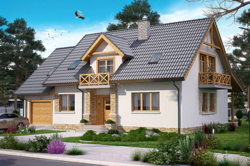  Projekt domu BW-44 wariant 4 (JGC1144) - projekt domu parterowego z poddaszem - Zdjęcie 1