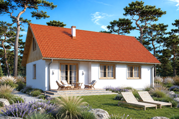 Projekt domu Domek na Podlaskiej (017 ES) - parterowy z poddaszem dom o powierzchni 107,58 m², dach dwuspadowy - ujęcie 2