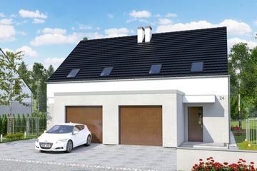  Projekt domu Azalia II z garażem 1-st. bliźniak [A-BL1] (WRF1654) - projekt domu parterowego z poddaszem - Zdjęcie 1