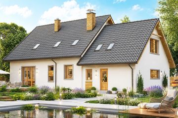 Projekt domu BW-27 wariant 2 - parterowy z poddaszem dom o powierzchni 143,40 m², dach dwuspadowy - ujęcie 2