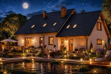 Projekt domu BW-27 wariant 2 - parterowy z poddaszem dom o powierzchni 143,40 m², dach dwuspadowy - ujęcie 3