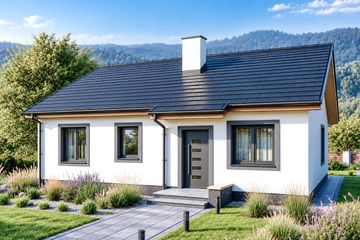 Projekt domu Filip a - parterowy dom o powierzchni 86,30 m², dach dwuspadowy, koszt budowy 237 000 zł - ujęcie frontu
