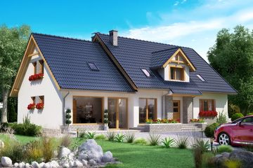  Projekt domu BW-37 wariant 2 z lokalem (JGC1147) - projekt domu parterowego z poddaszem - Zdjęcie 1