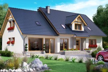  Projekt domu BW-37 wariant 2 z lokalem (JGC1147) - projekt domu parterowego z poddaszem - Zdjęcie 1