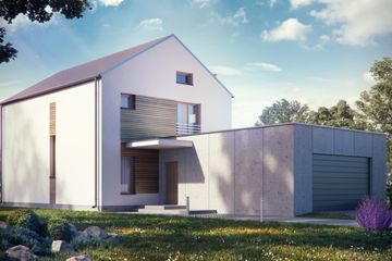 Projekt domu eko Typowy 13 - z pełnym piętrem dom o powierzchni 151,48 m², dach dwuspadowy - ujęcie 2