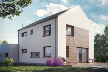 Projekt domu eko Typowy 13 - z pełnym piętrem dom o powierzchni 151,48 m², dach dwuspadowy, koszt budowy 411 000 zł - ujęcie frontu