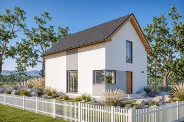 Projekt domu eko Typowy 22 - parterowy z poddaszem dom o powierzchni 99,68 m², dach dwuspadowy - ujęcie 2