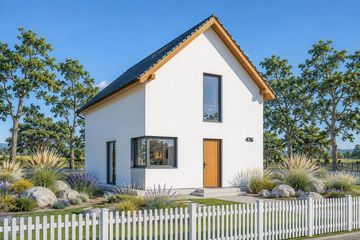 Projekt domu eko Typowy 22 - parterowy z poddaszem dom o powierzchni 99,68 m², dach dwuspadowy - ujęcie 3