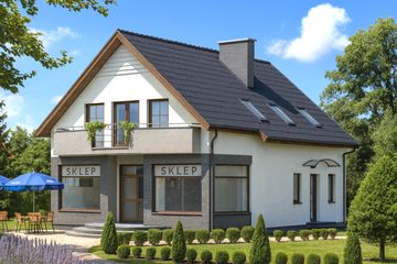  Projekt sklepu WB-0074 (KRA3657) - projekt sklepu parterowego z poddaszem - Zdjęcie 1