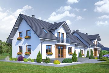  Projekt domu Tomaszów g bliźniak (KRP2033) - projekt domu parterowego z poddaszem - Zdjęcie 1