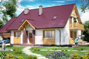  Projekt domu BW-48 wariant 1 (JGC1160) - projekt domu parterowego z poddaszem - Zdjęcie 1