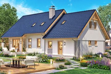 Projekt domu BW-03 wariant 5 - parterowy z poddaszem dom o powierzchni 108,70 m², dach dwuspadowy - ujęcie 2