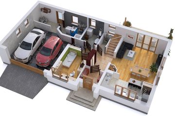Projekt domu BW-03 wariant 5 - parterowy z poddaszem dom o powierzchni 108,70 m², dach dwuspadowy - ujęcie 4