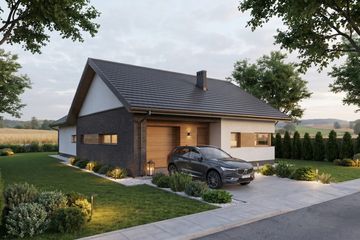 Projekt domu Compressus I g1 - parterowy dom o powierzchni 112,61 m², dach dwuspadowy - ujęcie 3