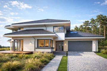  Projekt domu z widokiem 3 wariant H (WAH1825) - projekt domu z pełnym piętrem - Zdjęcie 1