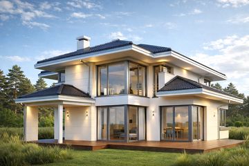  Projekt domu z widokiem 3 wariant H (WAH1825) - projekt domu z pełnym piętrem - Zdjęcie 2